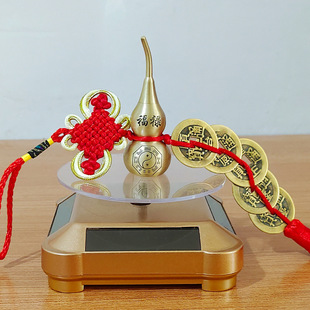 Copper gourd five Emperor money Open gourd pure copper Chinese Knot Tassel peach wood small gourd home car decoration pendant wholesale