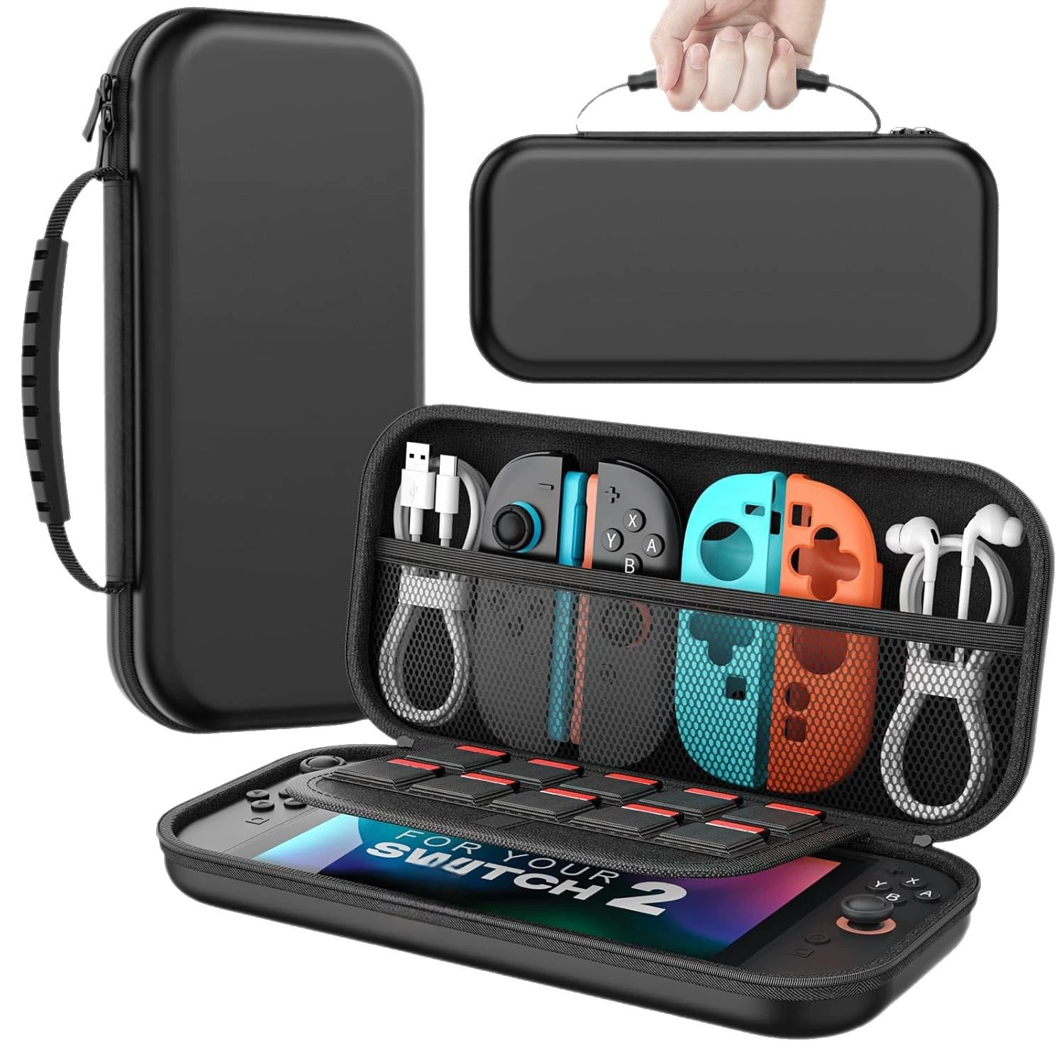 Кристаллический чехол-хранилище для Switch2 / SWITCH OLED, защитный футляр NS, кабель для данных