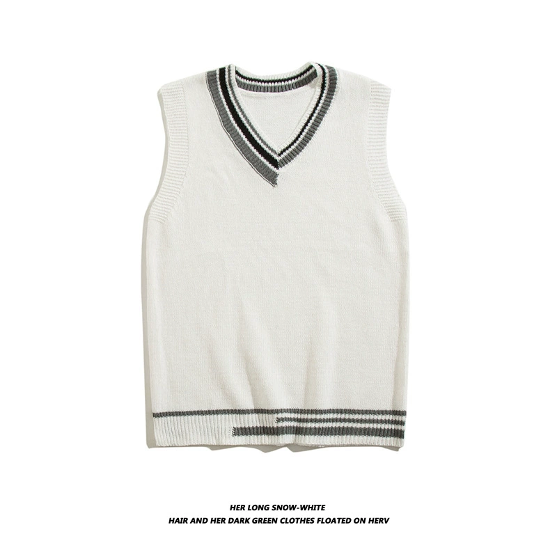 Brand vest for men and women, autumn knitted trend sweater for beloved, Korean style, V-neckline