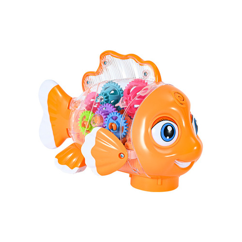 New variable speed universal walking toy car for boys and girls cartoon colorful light dynamic music transparent gear fish