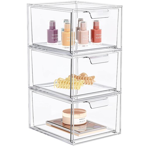 Stackable cosmetic storage box Amazon hot selling transparent plastic acrylic storage box storage box wholesale