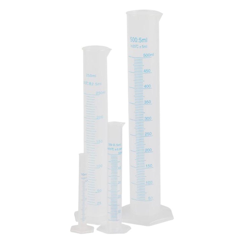 Taza de medición engrosada cilindro de medición de plástico con escala 25/50/100/250/500/1000ml Tipo de cilindro largo