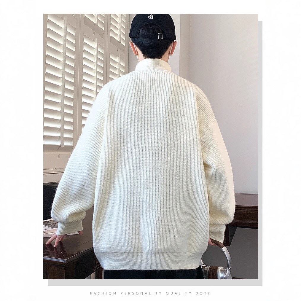 Herren Pullover Mit Halbem Reißverschluss Und Stehkragen Retro_voghion.com