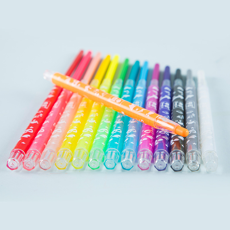 Juego de Crayones Giratorios para Niños PVC Borrable y Giratorio para Pintura