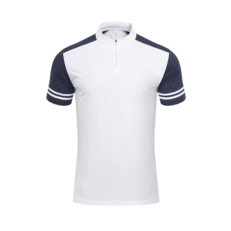 Hombres y mujeres deportes media cremallera ropa de secado rápido negocio casual stand collar Polo manga corta tenis Golf fitness correr ropa
