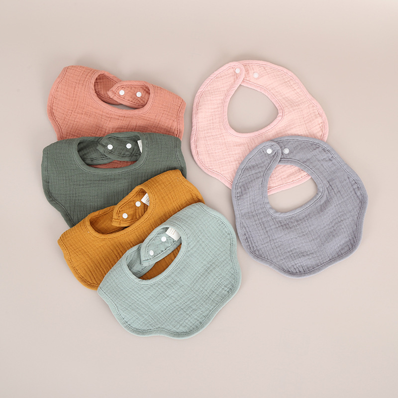 Infant Bib Saliva Towel Anti-Vomiting Bib Newborn Solid Color Pure Cotton Gauze Feeding Class a Spring Style