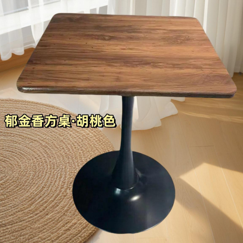 郁金香白色小圆桌网红接待洽谈桌子阳台卧室家用奶茶店胡桃色餐桌|undefined