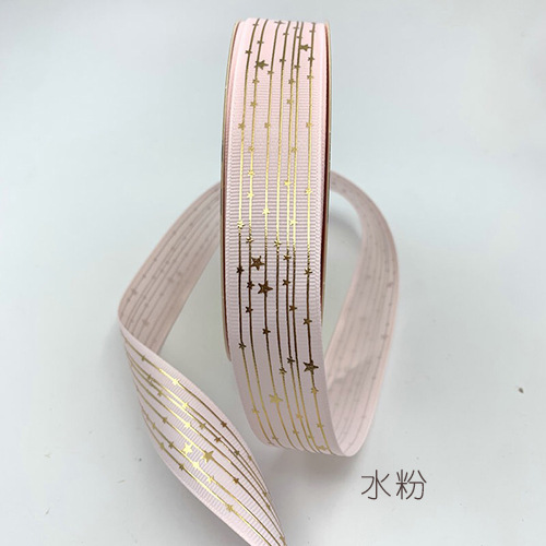 Hilo dorado cinta Star ribbon bar material de soporte cinta flor caja de regalo embalaje cinta hecha a mano al por mayor