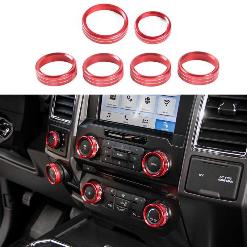 Suitable for Ford 16-20 Raptor F150 Central Air Conditioning Knob Ring Audio Headlight Decorative Ring Car Accessories