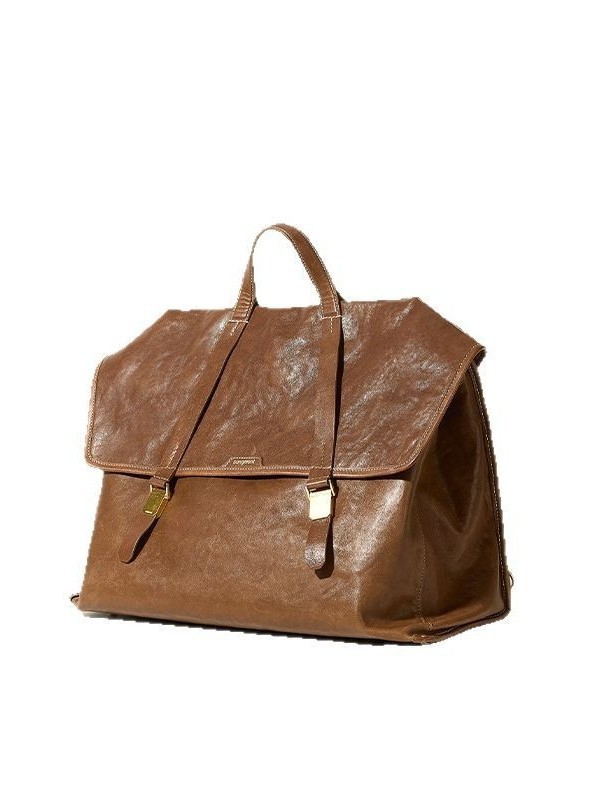 新作「宋山下有行」シリーズ旅行用ブリーフケース、ジェンダーレス、ヴィンテージ風植物タンニン鞣し革、斜め掛け/ショルダーバッグ、通勤用