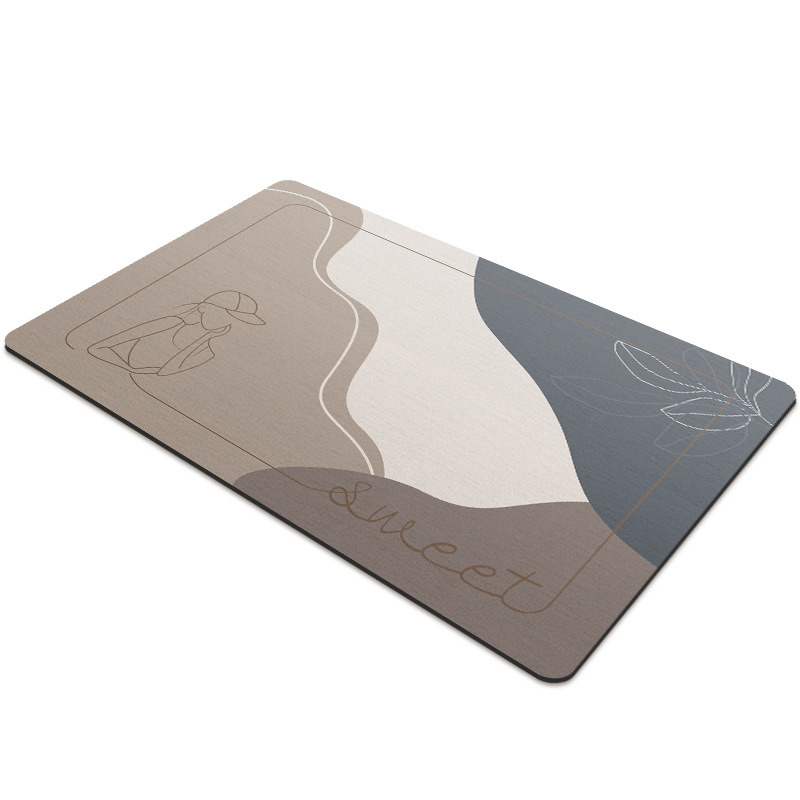 Nórdico simple diatomea barro suave baño Baño absorbente de secado rápido pie estera de piso oval estera puerta de entrada