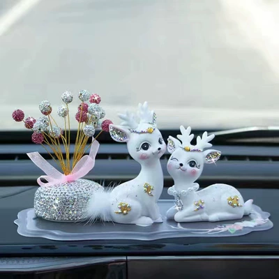 Car ornaments | Safe Journey, Suitable for - white-diamond-encrusted-deer-black-antler-pad-pink-and-white-diamond-encrusted-babys-skin-star-glue-10