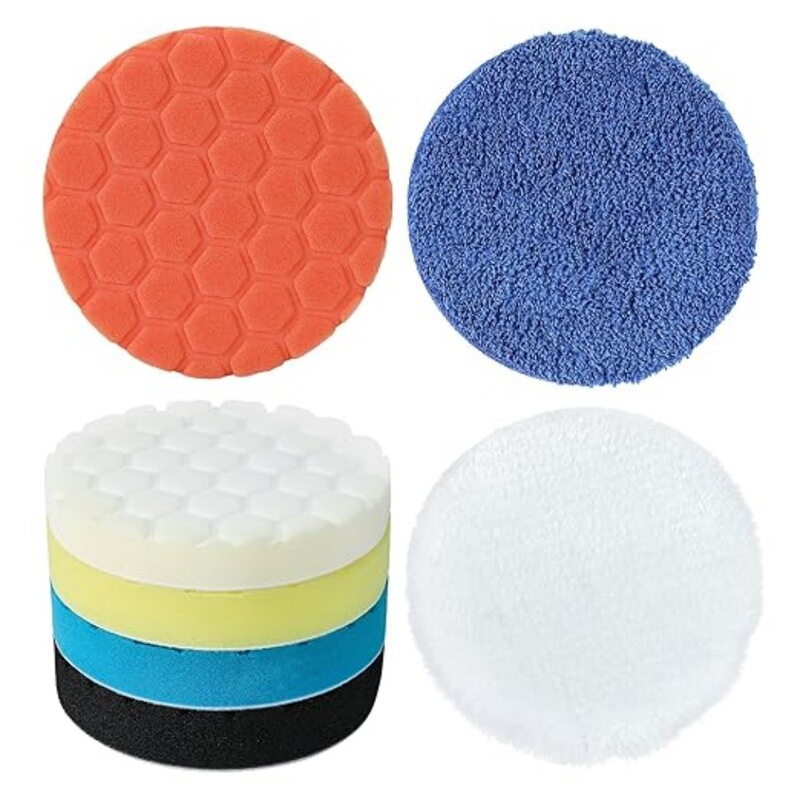 6-Inch 7Pcs Car Beauty Paint Waxing Sponge Disc Wax Collection Polishing Pad Wool Wheel Turtle Pattern Hexagonal Set