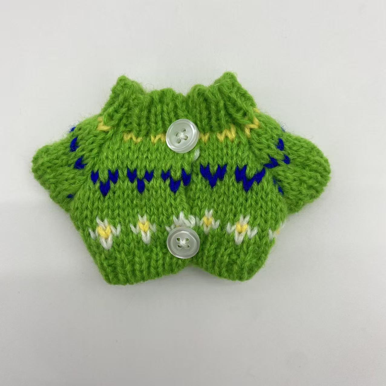 Green Pattern Two-Button Sweater