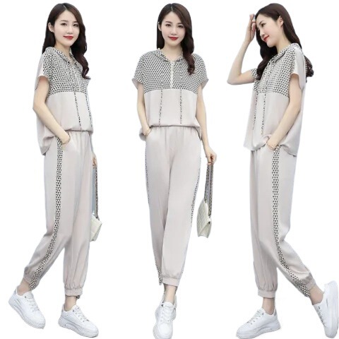 Women's Sporty Casual Short-Sleeve Set 2024 New Summer Fashion Trendy Streetwear Youthful Running Slimming Two-Piece Set