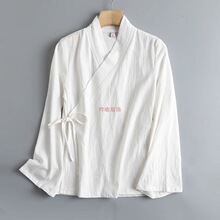 新中式民族风改良棉麻小喇叭长袖交领系带汉服茶服春夏日常女款