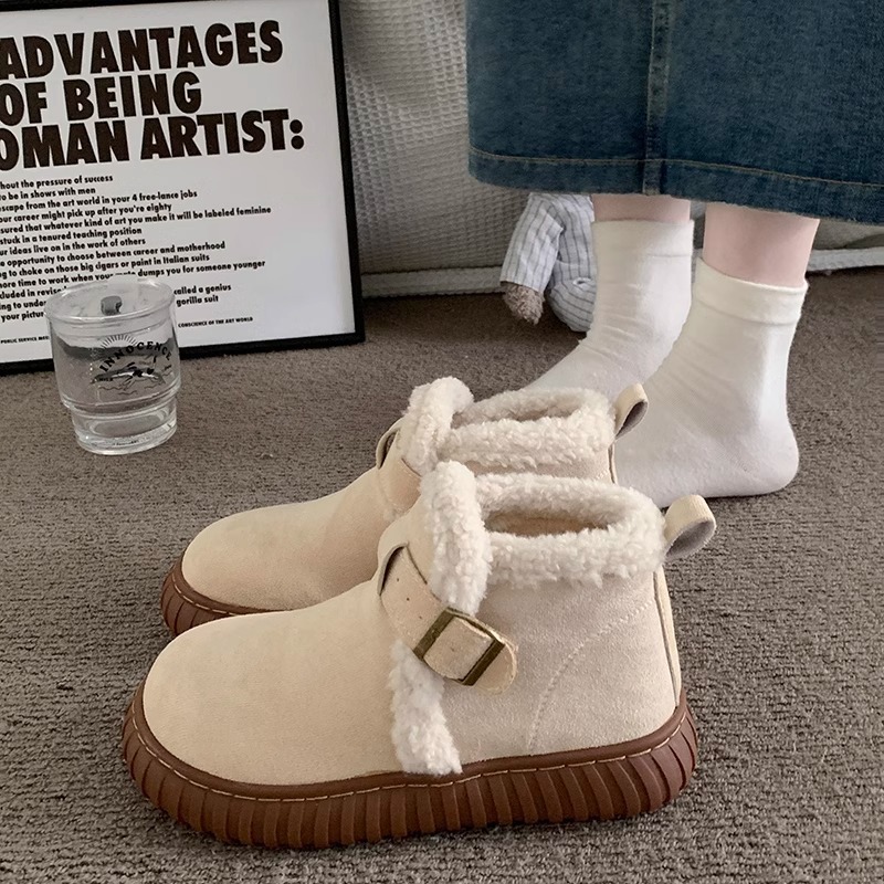 2023 New Winter Versatile Thick Sole with Plush and Thickened Warm Two Cotton Shoes for External Wear, Non Slip_voghion.com