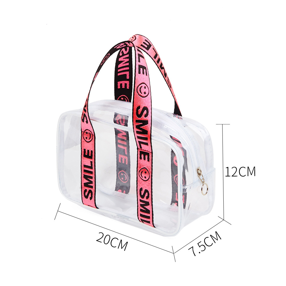 Internet celebridad transparente PVC bolsa de cosméticos de gran capacidad de viaje bolsa de almacenamiento portátil bolsa de playa bolsa de lavado