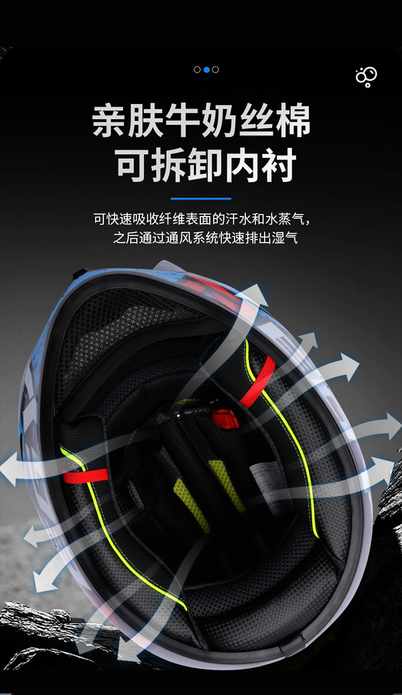 Motorcycle Helmet Full Helmet DOT/3C Certification New National Standard Class A Male and Female Double Lens Electric Vehicle Full Helmet