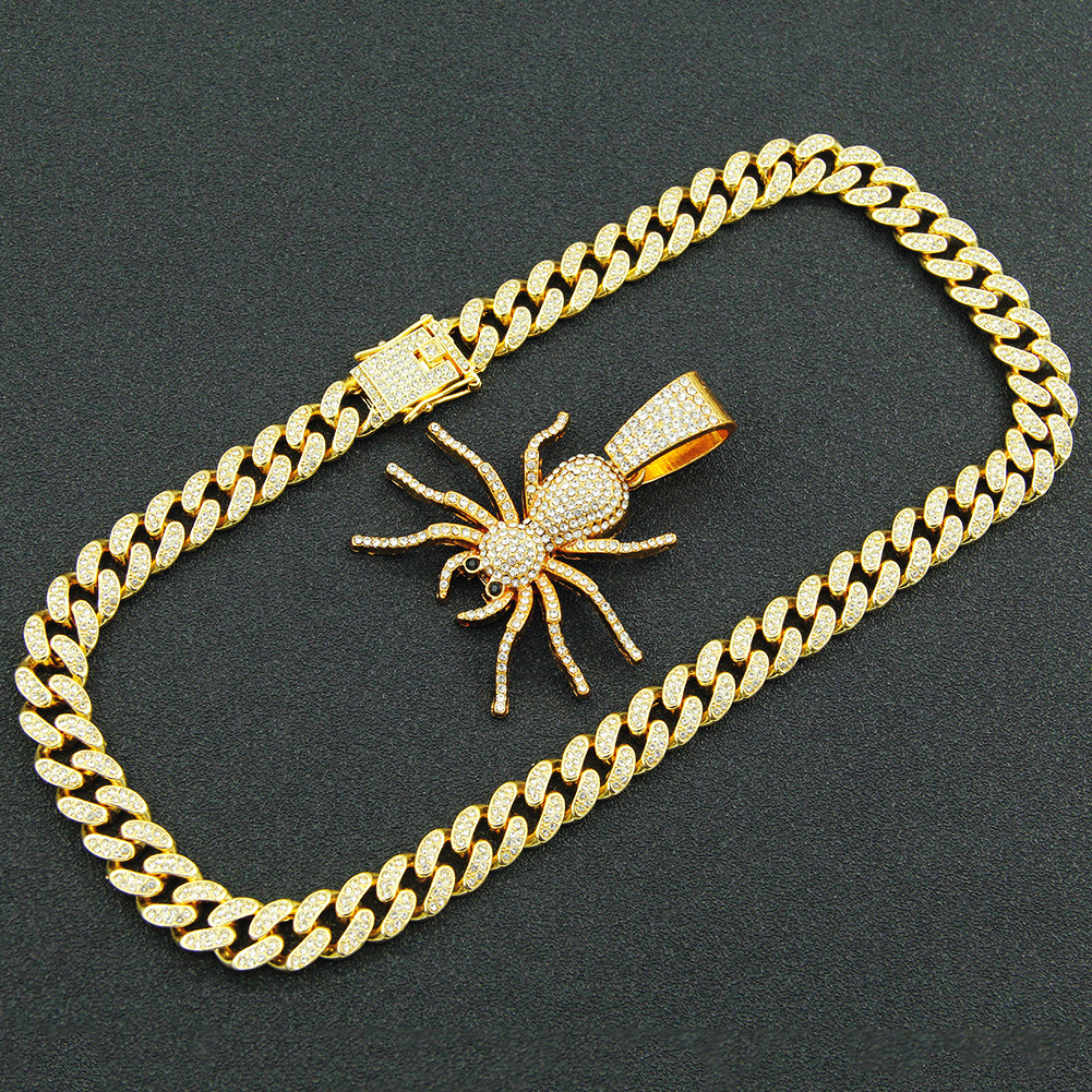 Street Exaggerated Personality Diamond Pendant Hip Hop Spider Necklace display picture 2
