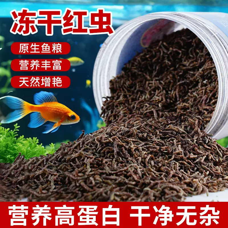 红虫鱼食冻干鱼虫批发水族饲料丰年虾水蚯蚓高蛋白金鱼饲料观赏鱼