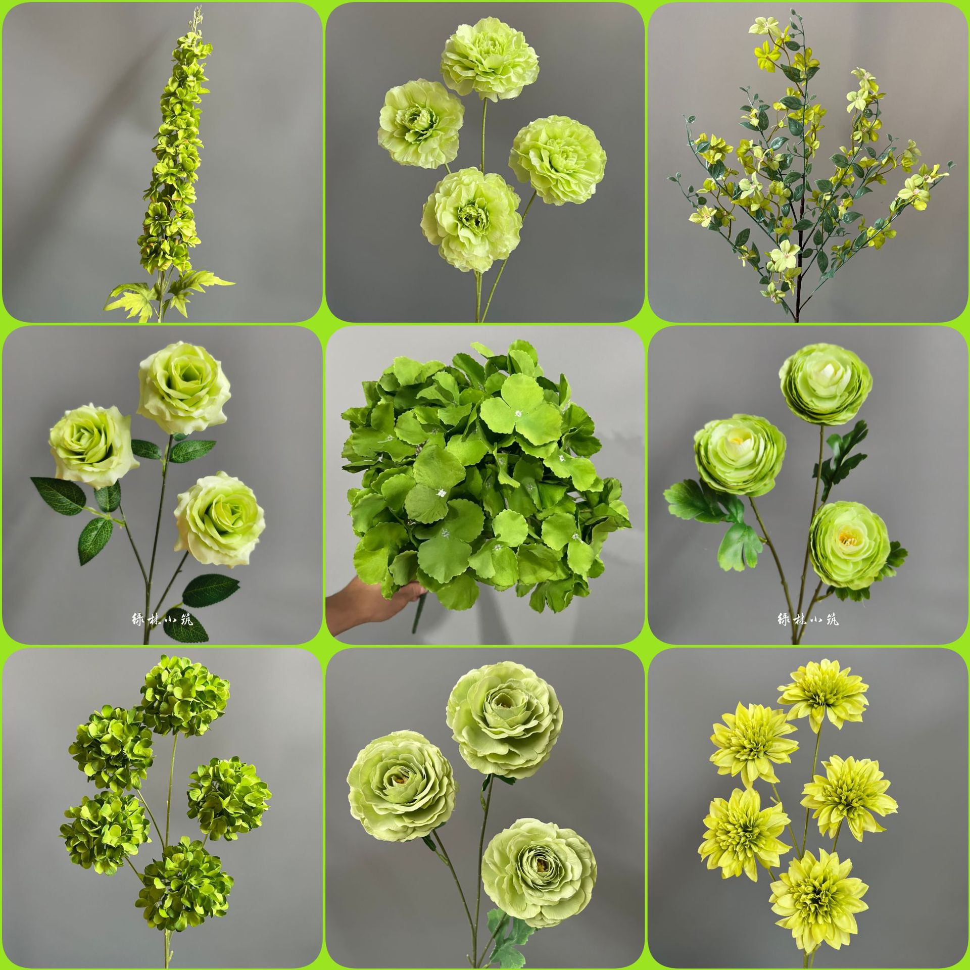 Wedding Green-Themed Artificial Flowers Forest-Style Wedding Hall Decoration Floor Arrangement Ceiling Background Waterfall Flower Wall Decoration Fake Floral Art