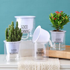 怠惰な植木鉢卸売自動吸水性丸型透明プラスチックポトス無水貯水盆地おはよう盆地抗根腐れ