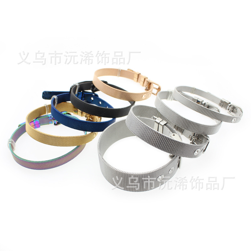 6-18mm Stainless Steel Color Steel Mesh Band Bracelet Cross Border Fashion Titanium Steel Adjustable Mesh Band Bracelet 6-18mm Stainless Steel Color Steel Mesh Band Bracelet Cross Border Fashion Titanium Steel Adjustable Mesh Band Bracelet