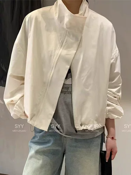 European 2025 Spring New Style Collar Loose Drawstring Loose Outdoor Sunscreen Short Coat for Small Women