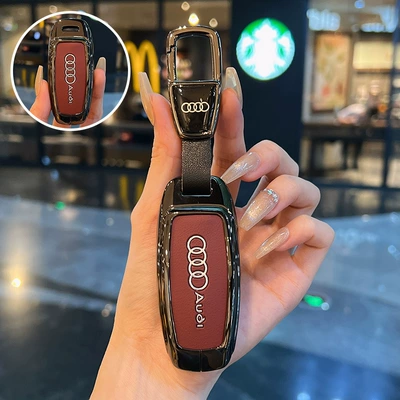 Static Rod/Key Bag — A6L Key Cover Q7 A4L Q4Etron - type-b-burgundy-car-logo-buckle