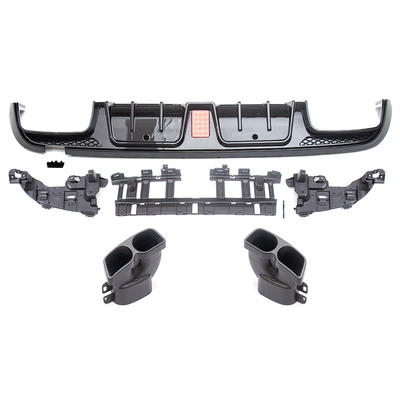 Suitable for Mercedes-Benz C-Class (15-18) W 10.25kg Door/Four-Door Sports Upgrade Brabus Rear Lip and Tail Pipe (Fixed wind wing) - four-door-gloss-black-tail-lip-gloss-black-tail-throat