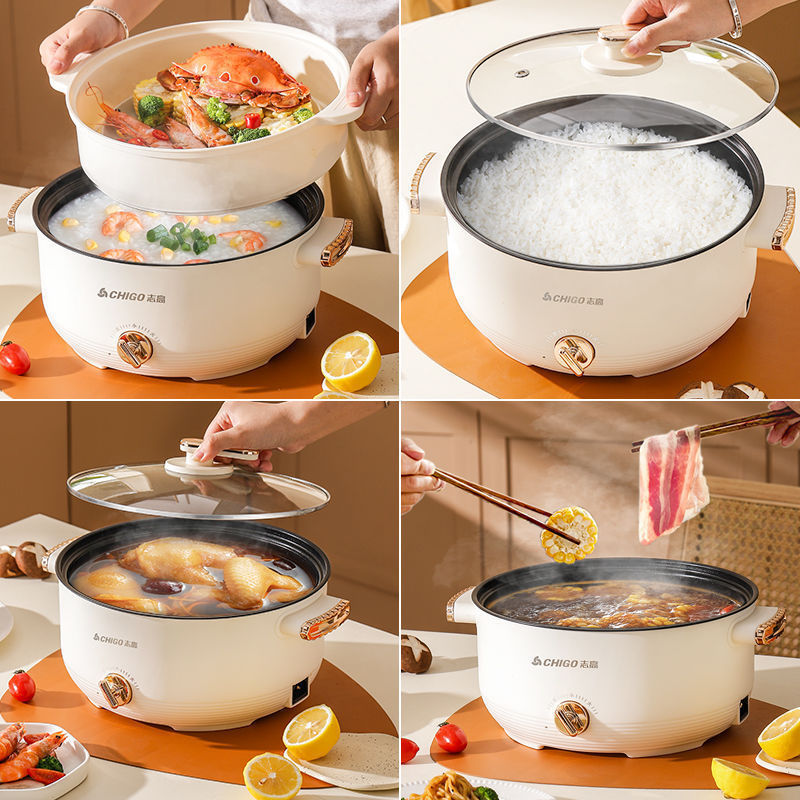 Chigo 電気調理鍋学生寮鍋揚げ物蒸しノンスティック鍋家庭用麺鍋小型電気鍋ミニ電気鍋|undefined