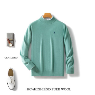 Factory wholesale 2024 autumn and winter new embroidered Paul men's 100 sweater half high collar long sleeve pullover sweater