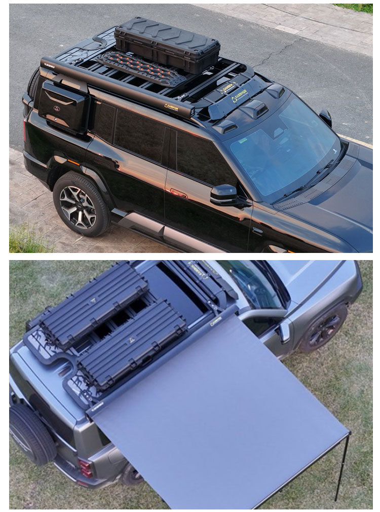 Side Tent for Car, Outdoor Camping, Self-Driving Tour, Sunshade and Rain Protection, Extended Semi-Automatic Car Canopy