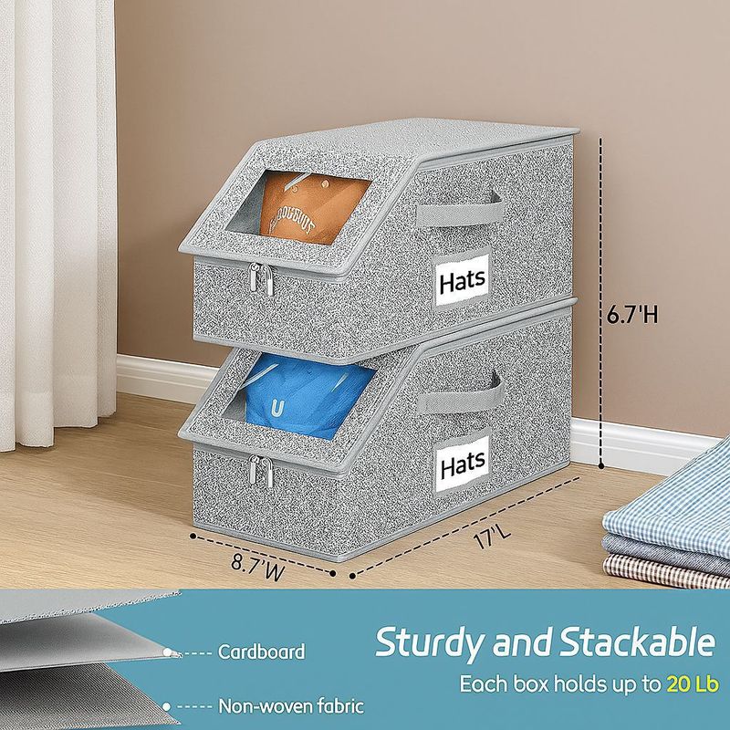 Cross-Border Zippered Hat Storage Box Foldable Dustproof Window Large Capacity Drawer Baseball Cap Storage Box Cross-Border Zippered Hat Storage Box Foldable Dustproof Window Large Capacity Drawer Baseball Cap Storage Box