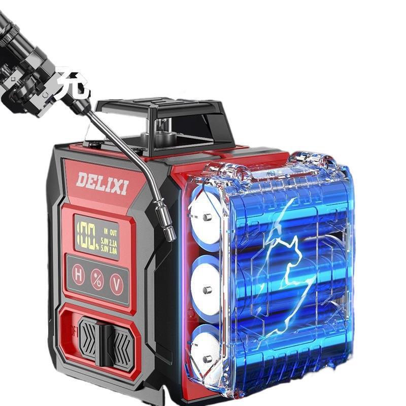 Delixi 赤外線レベルメーター高精度強力な光細いライン屋外緑色光 12 ラインレーザーオートレベリング Jinye|undefined