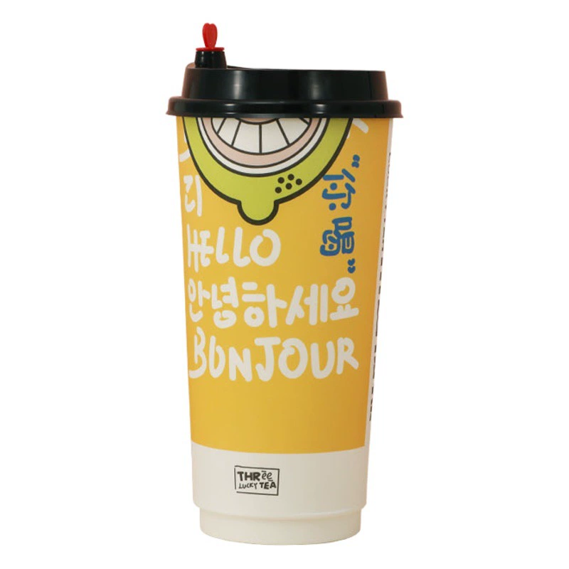 Чашка для чая с молоком Утолщенная на заказ Одноразовая чашка для соевого молока Пластиковая ПЭТ упаковка на вынос Двухслойная бумажная чашка для горячего напитка и кофе