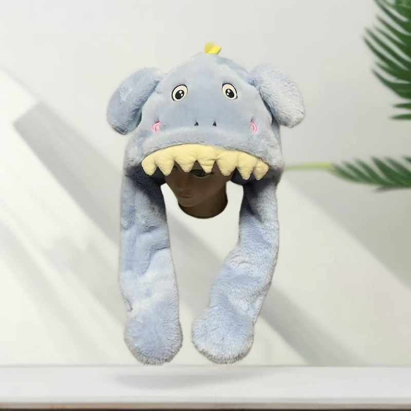 Nuevas celebridades de Internet de Douyin con el mismo estilo de orejas de conejo, gorras de airbag, juguetes de peluche cálidos, orejas se moverá, gorras de conejo al por mayor