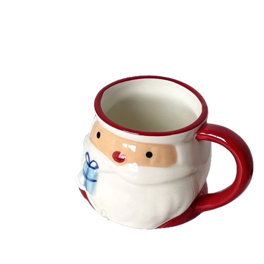 Navidad tormentosa de nieve taza de cerámica encantadora con mango Qin Sheng taza de cerámica cubierta diaria