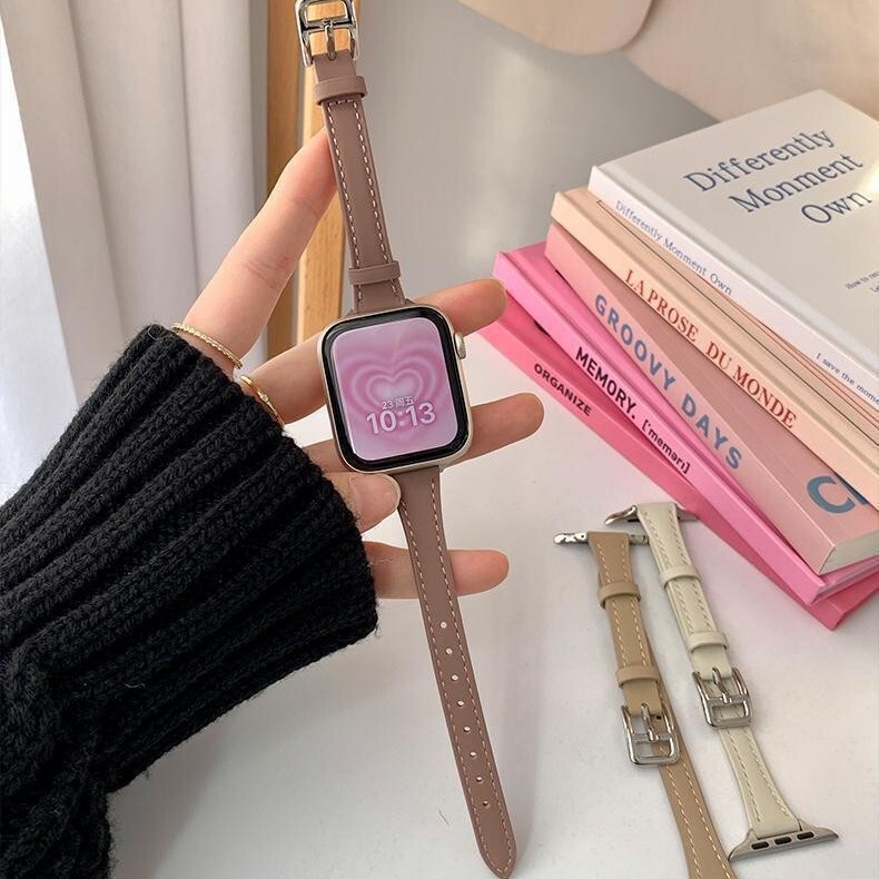 Suitable for apple watch s10 Apple Watch 9 Generation 876543 Thin Small Waist Leather Strap se Suitable for apple watch s10 Apple Watch 9 Generation 876543 Thin Small Waist Leather Strap se