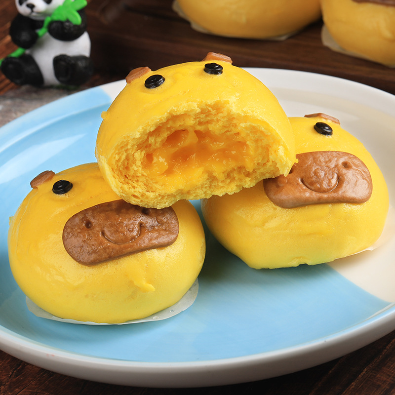 三全卡通猪猪包奶黄夹心豆沙包牛牛包儿童早餐馒头包子|ms