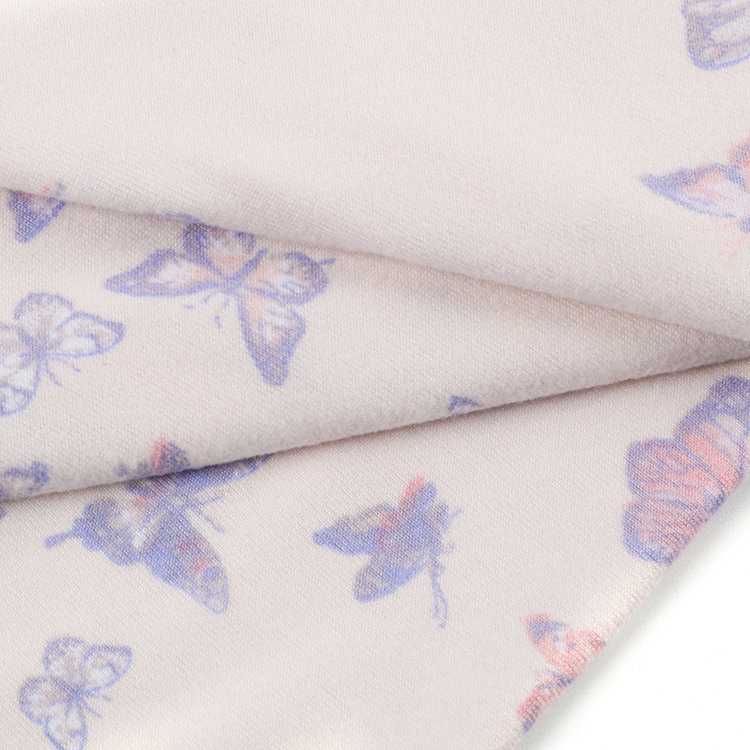 涤氨纶磨毛汗布（DTY）印花布，轻薄，柔软面料