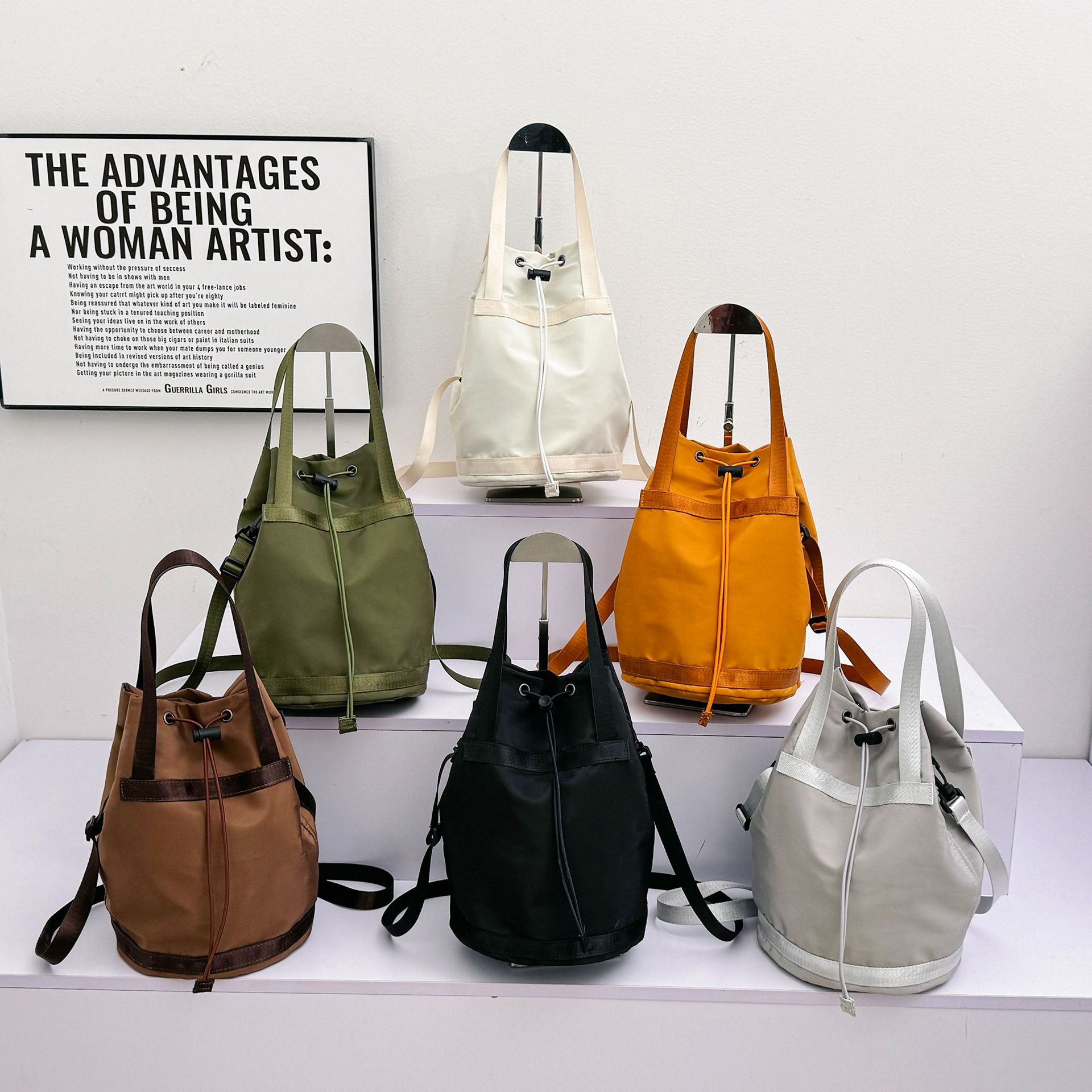 Solid color retro waterproof shoulder bag