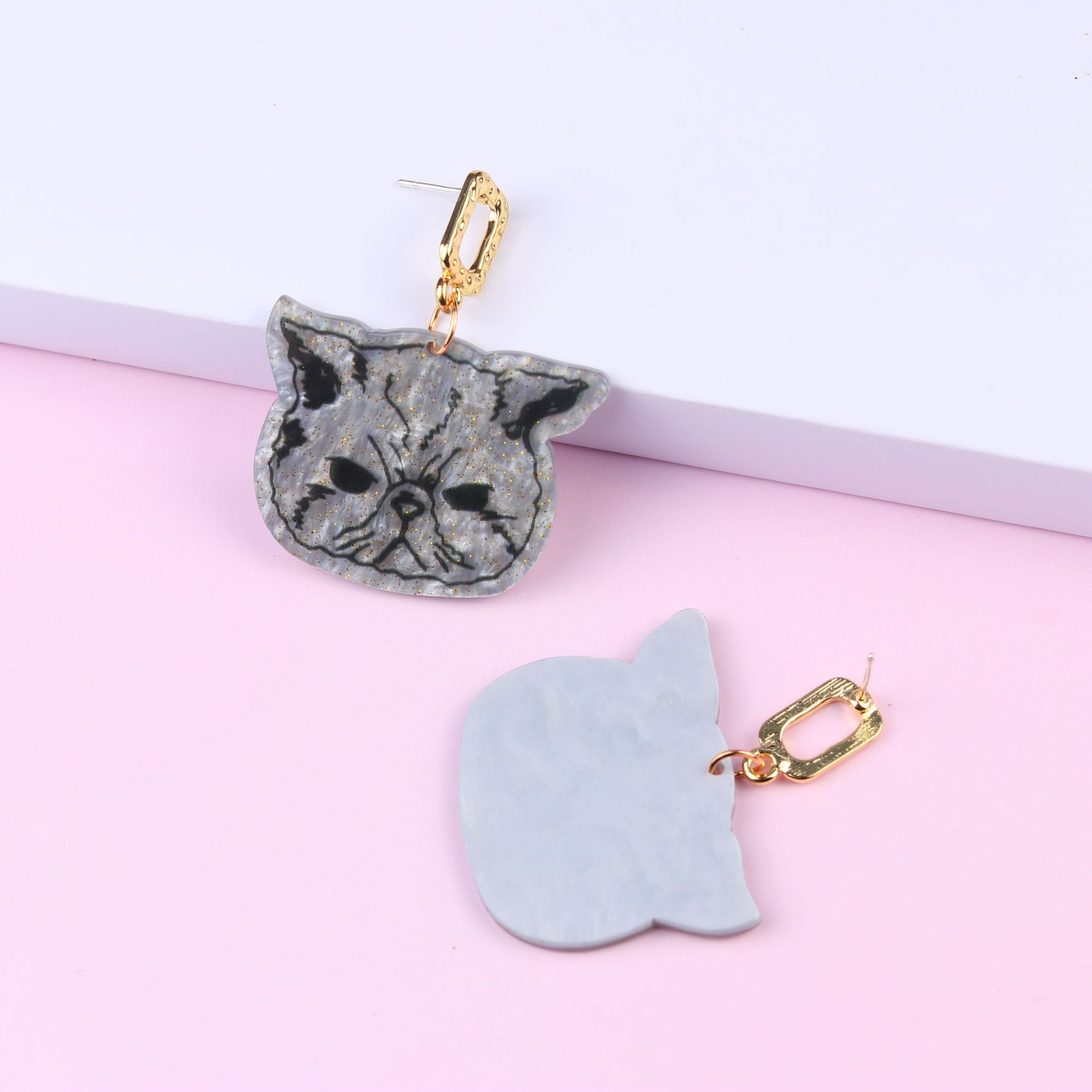 Cute Cat Arylic Drop Earrings display picture 5