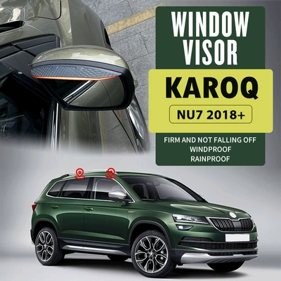 KAROQ Window visor, Rain shield - standard-packing-without-logo-karoq-mk1-nu7-2018-2026-rearview-mirror-rain-eyebrow-carbon-fiber-pattern