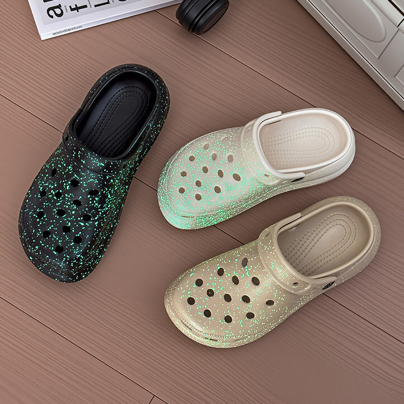 New Cross-Border Temu Dropshipping Luminous Clogs 2025 Spring and Summer Women's Eva High-Heeled Clogs for Daily Casual Wear