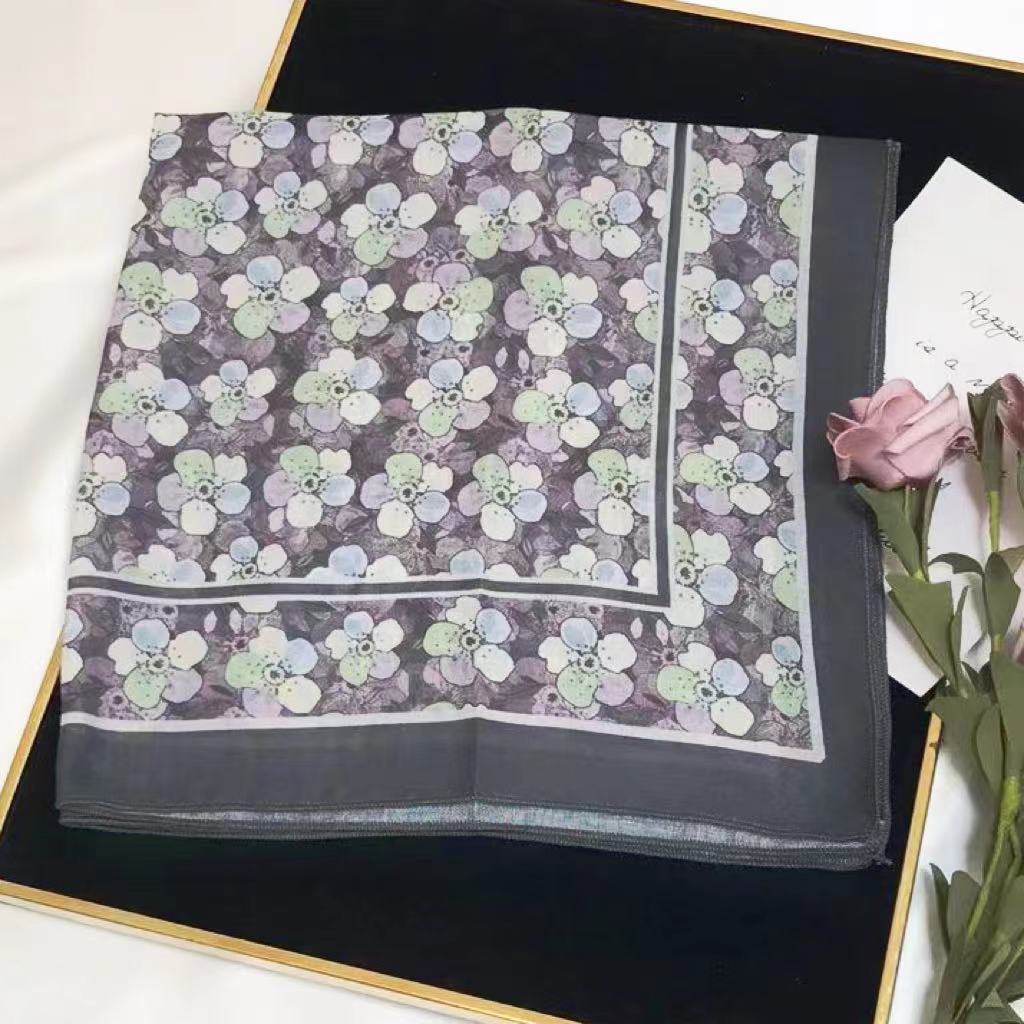 60g Weight Kerchief Classification Daily Occasion cotton and linen Material Flower Pattern Summer Season Women's Gender IG Style Style Women's IG Style Flower Cotton And Linen Kerchief 142