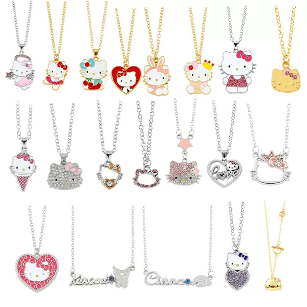 Sanrio Hello Kitty Necklace Cartoon Girl Kt Cat Necklace Pendant Rhinestone Oil Dripping Jewelry Cross-Border Hot Style