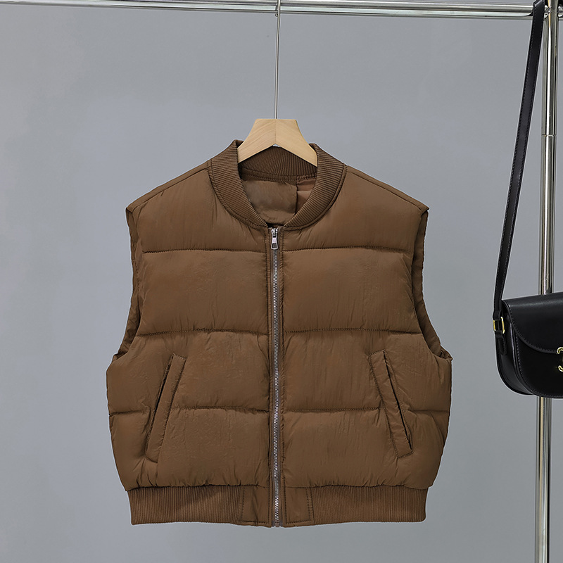 2024 nuevo chaleco de otoño y invierno corto caliente sin mangas chaleco de mujer corto coreano chaleco de hombro chaleco de clip de caballo chaqueta