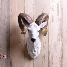 墙饰挂饰壁饰美式复古羊头壁挂动物头挂件创意鹿头鹿角挂饰品